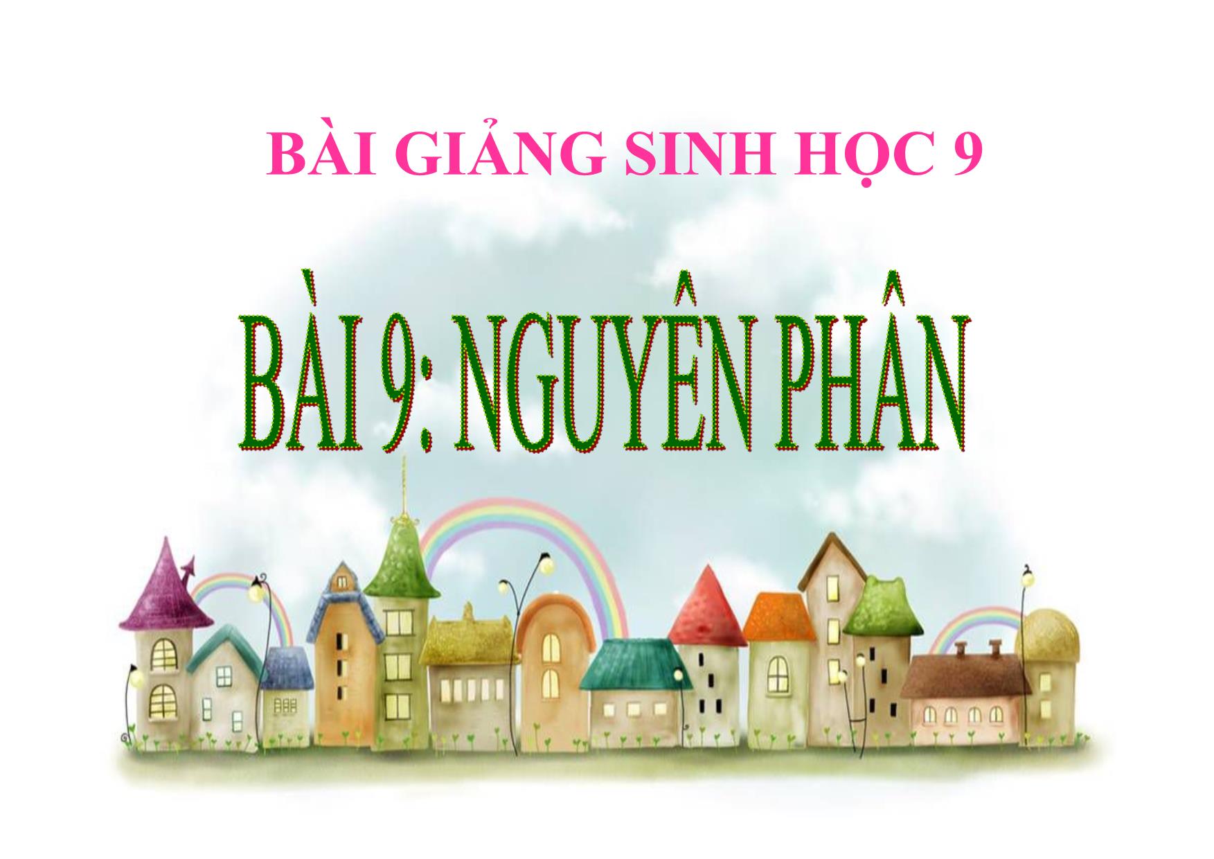 Bài giảng Sinh học Lớp 9 - Bài 9: Nguyên phân trang 1