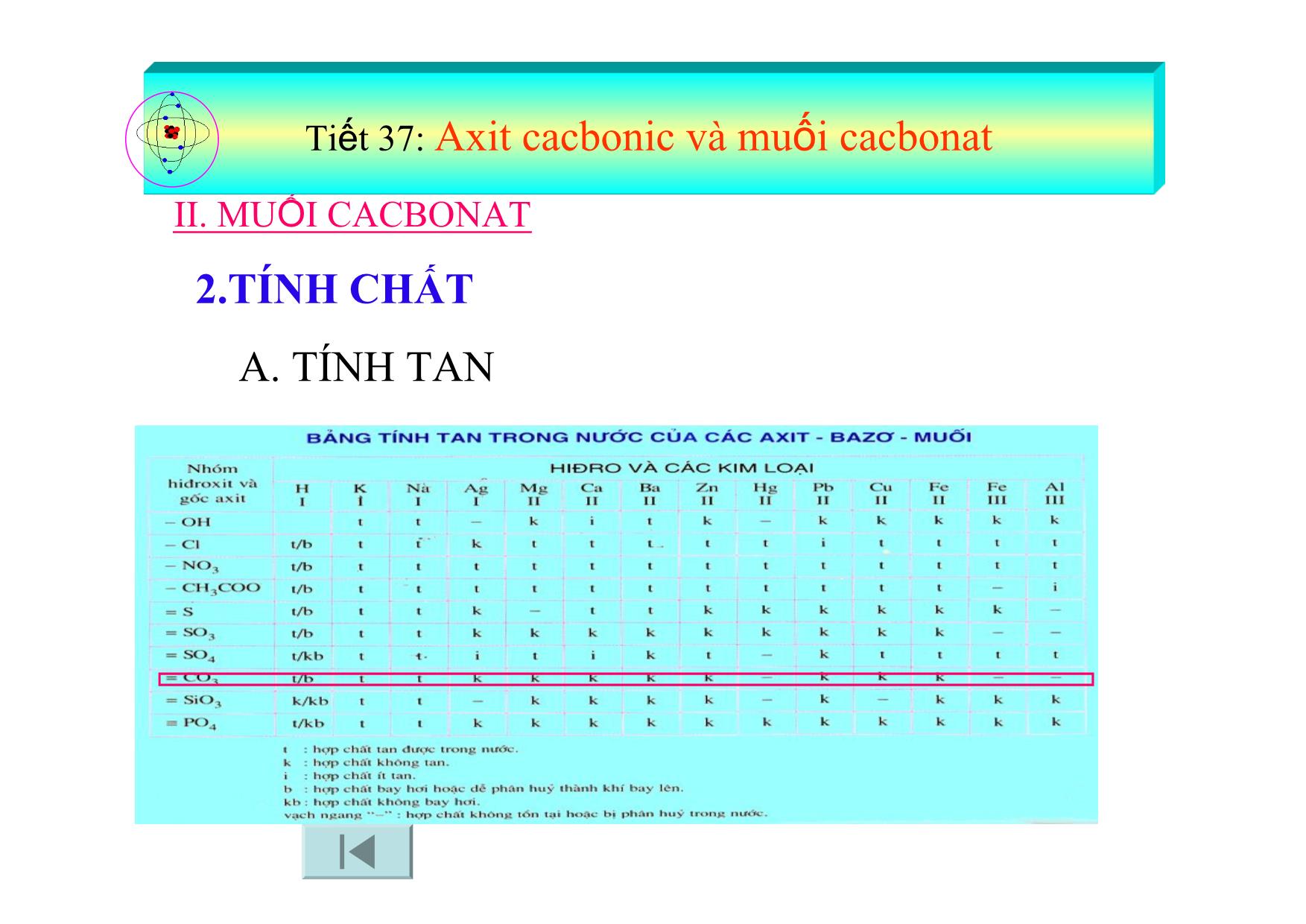 Bài giảng Hóa học Lớp 9 - Tiết 37: Axit cacbonic và muối cacbonat trang 7