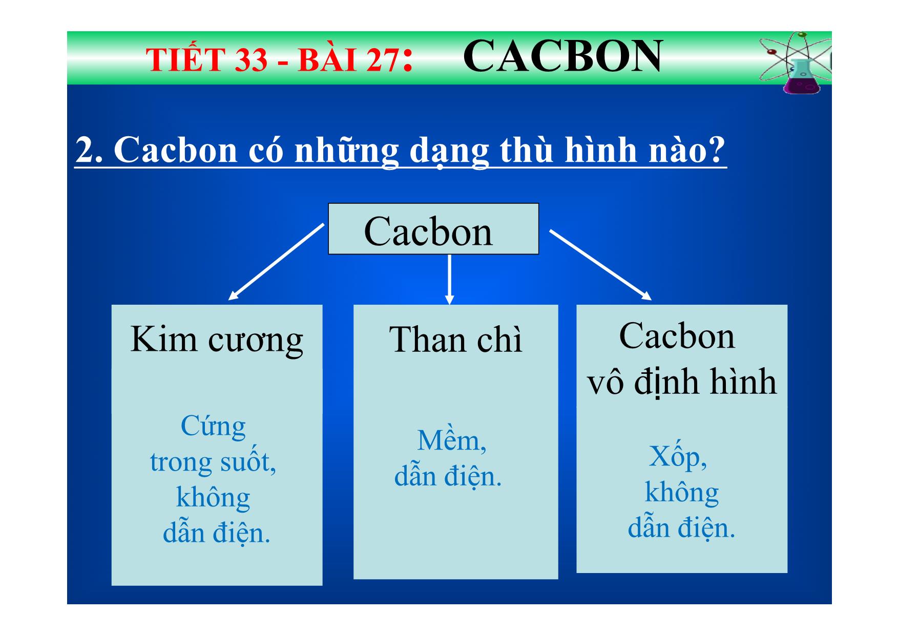 Bài giảng Hóa học Lớp 9 - Tiết 33, Bài 27: Cacbon trang 6