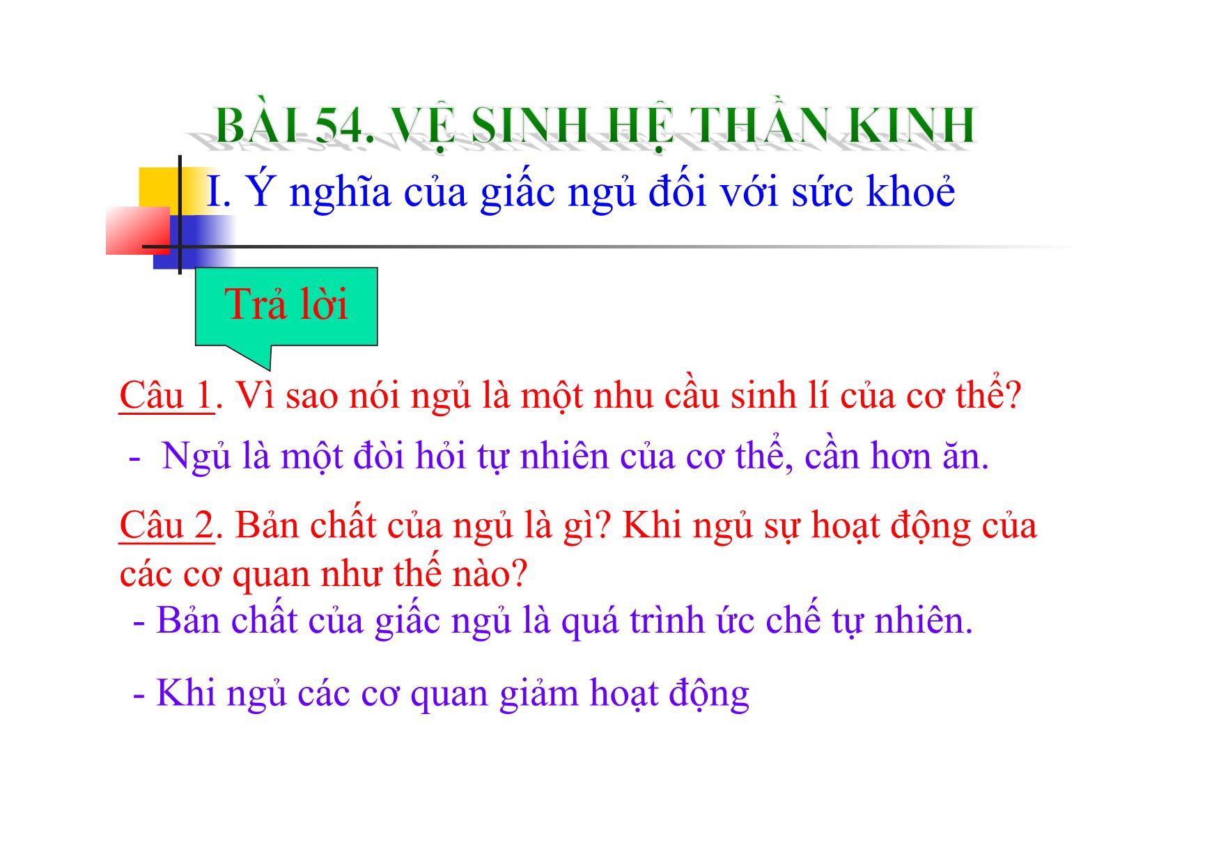 Bài giảng Sinh học Lớp 8 - Bài 54: Vệ sinh hệ thần kinh trang 6