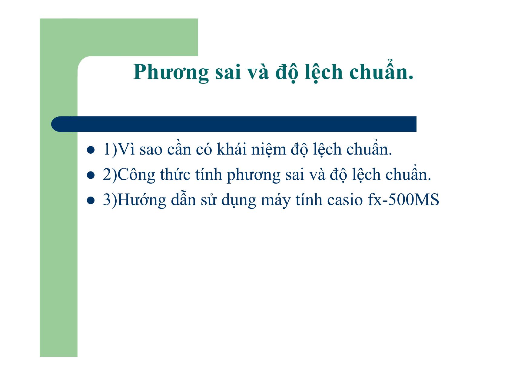 Bài giảng Đại số Lớp 10 - Bài: Phương sai và độ lệch chuẩn - Phạm Quang Hùng trang 2