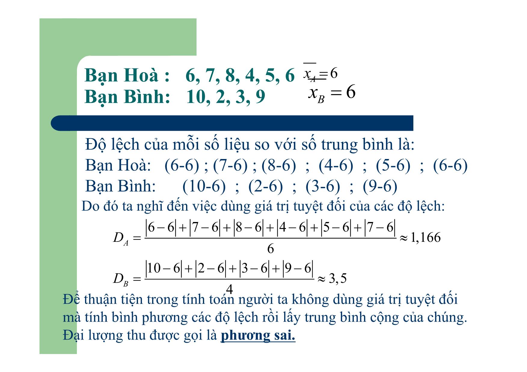 Bài giảng Đại số Lớp 10 - Bài: Phương sai và độ lệch chuẩn - Phạm Quang Hùng trang 6