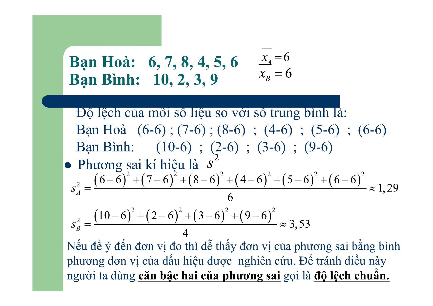 Bài giảng Đại số Lớp 10 - Bài: Phương sai và độ lệch chuẩn - Phạm Quang Hùng trang 7