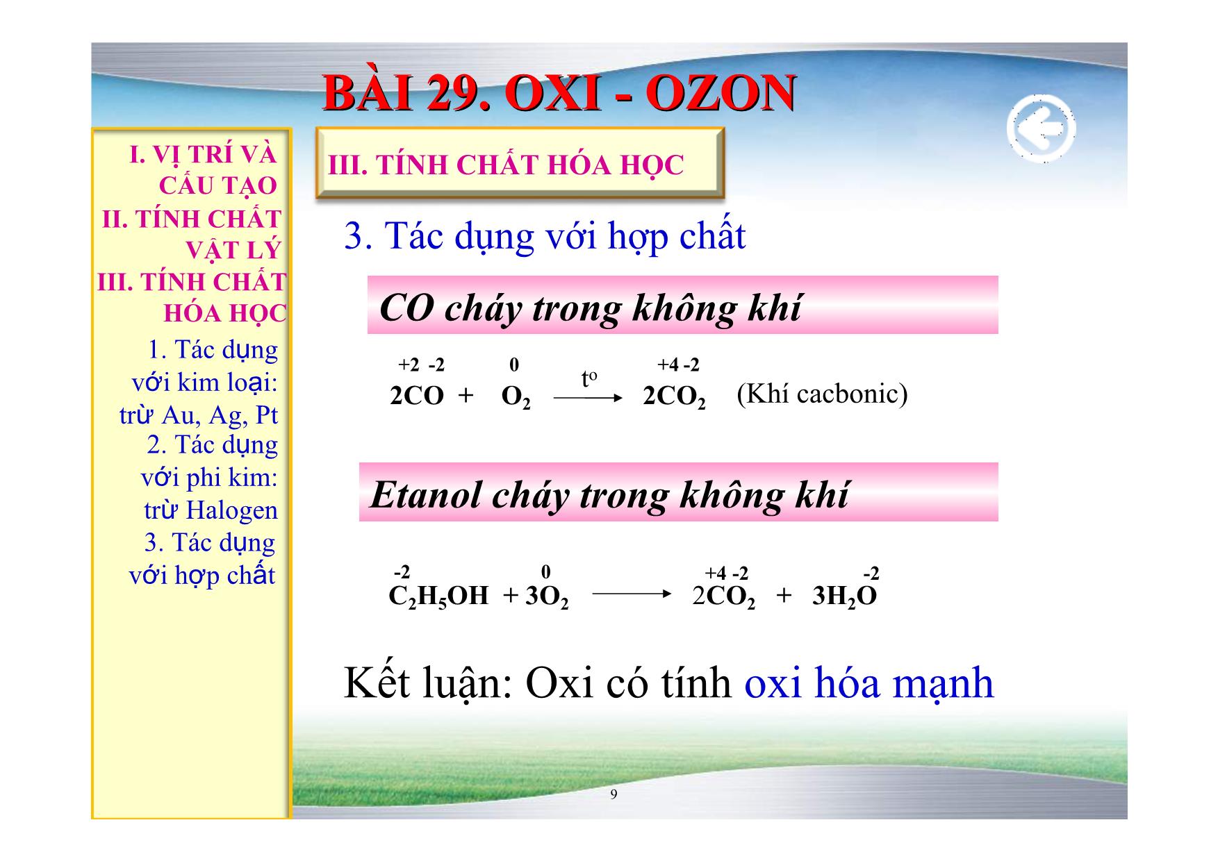 Bài giảng Hóa học Lớp 10 - Bài 29: Oxi. Ozon trang 9