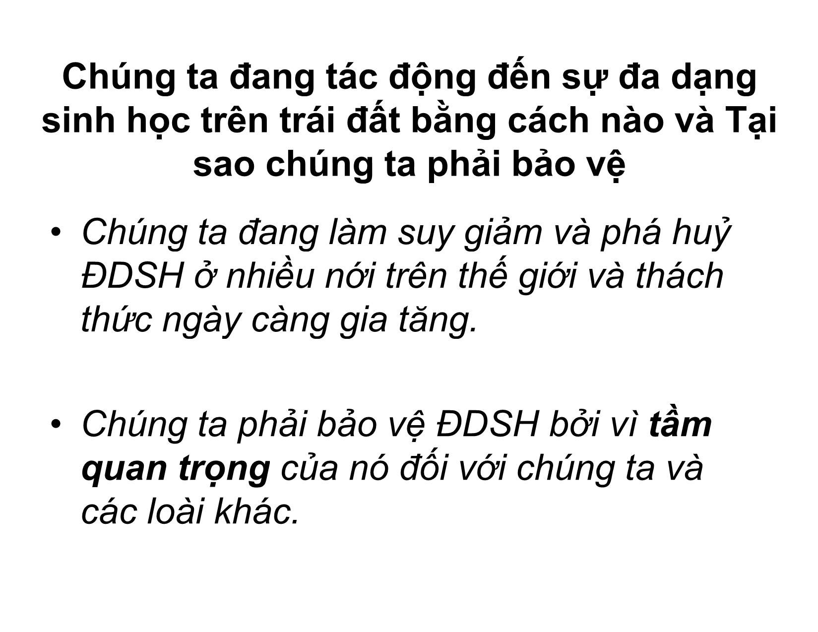 Bài giảng Đa dạng sinh học bền vững trang 4