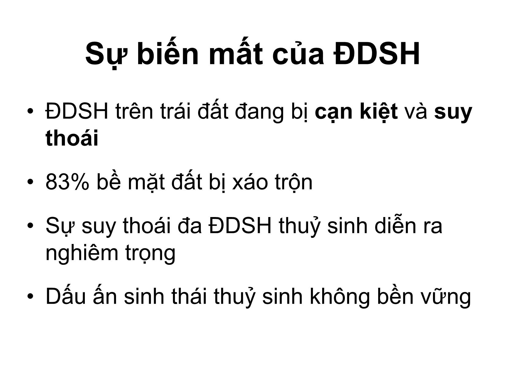 Bài giảng Đa dạng sinh học bền vững trang 5