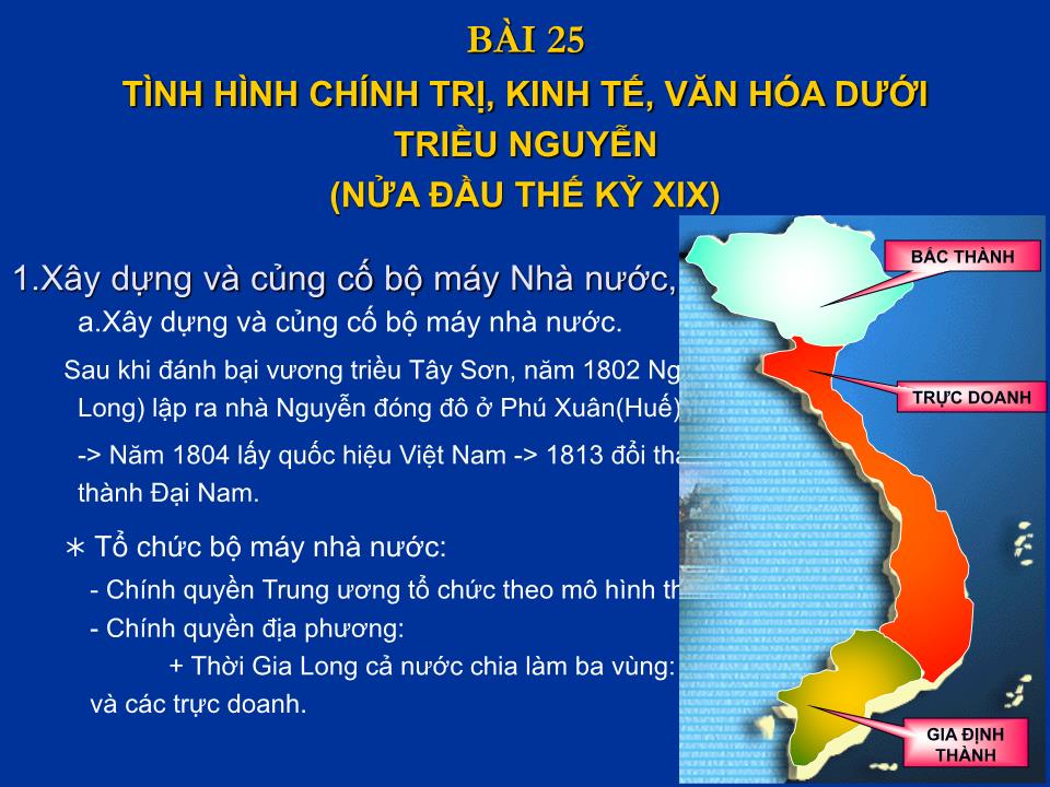 Bài giảng Lịch sử Lớp 10 - Tiết 31, Bài 25: Tình hình chính trị, kinh tế, văn hóa dưới triều Nguyễn (nửa đầu thế kỷ XIX) trang 4