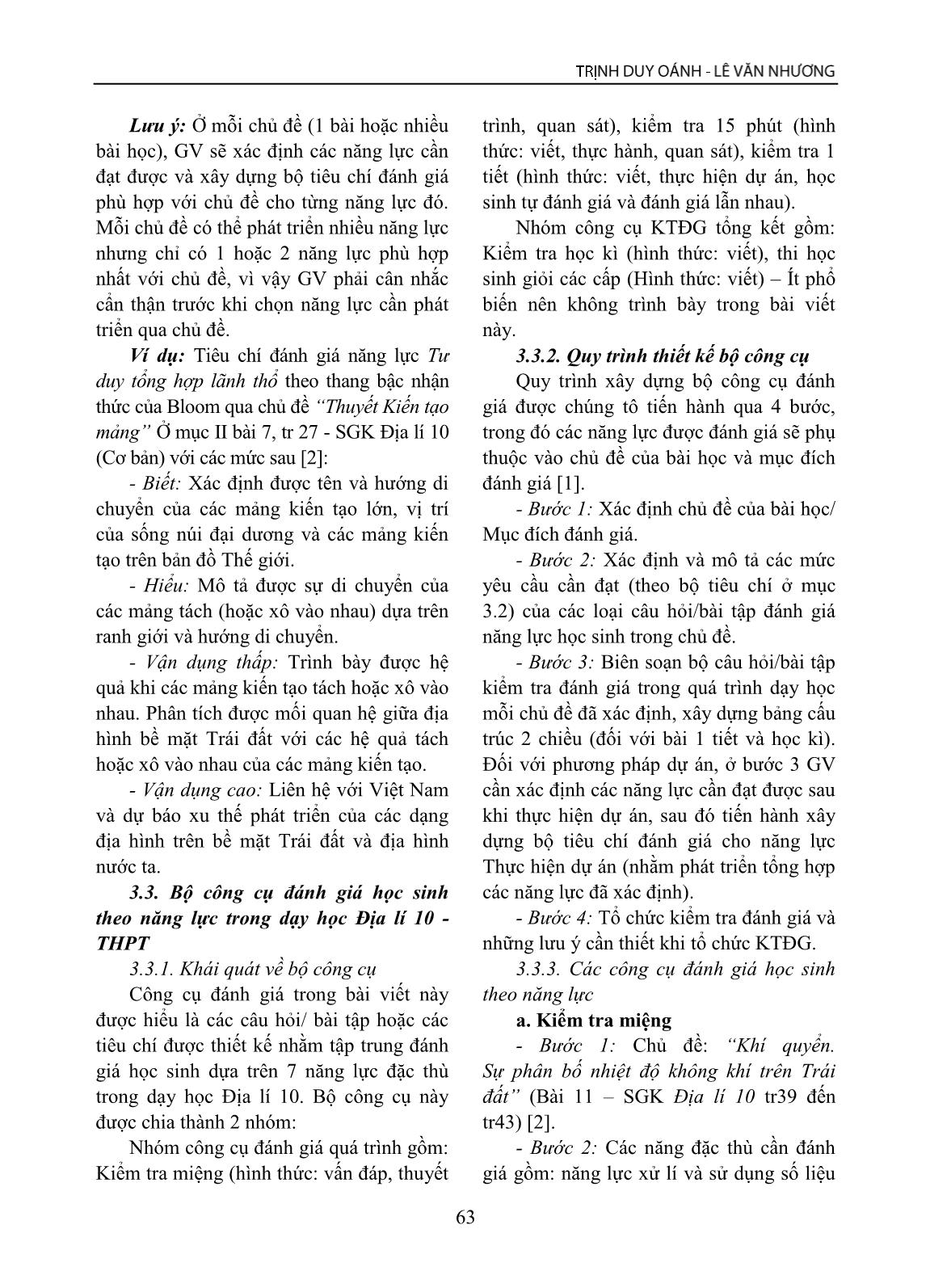 Xây dựng bộ công cụ đánh giá học sinh theo năng lực trong dạy học Địa lí 10 - Trung học phổ thông trang 5