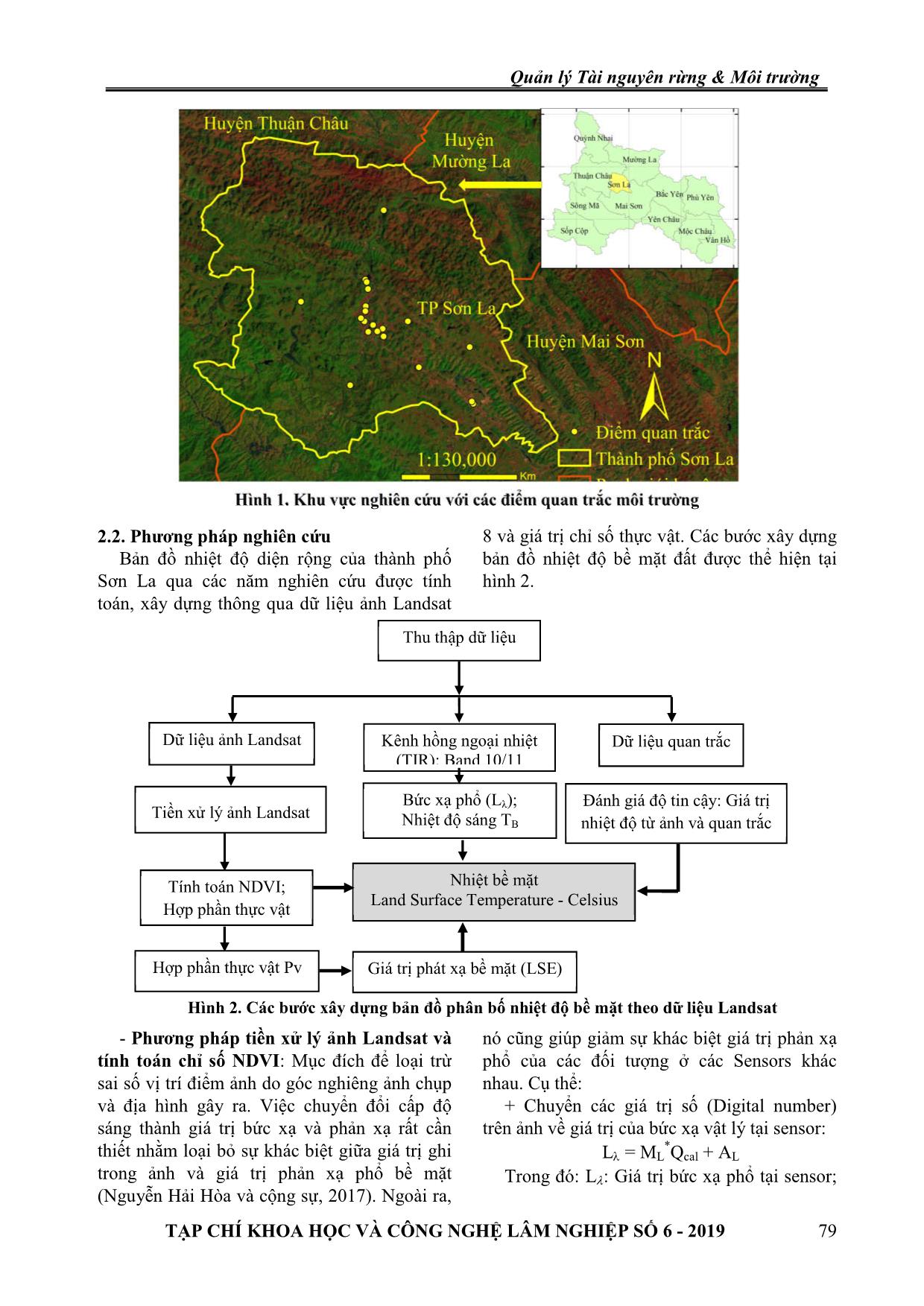 Ử dụng ảnh Landsat xây dựng bản đồ nhiệt độ bề mặt đất khu vực Thành phố Sơn La giai đoạn 2015-2019 trang 3