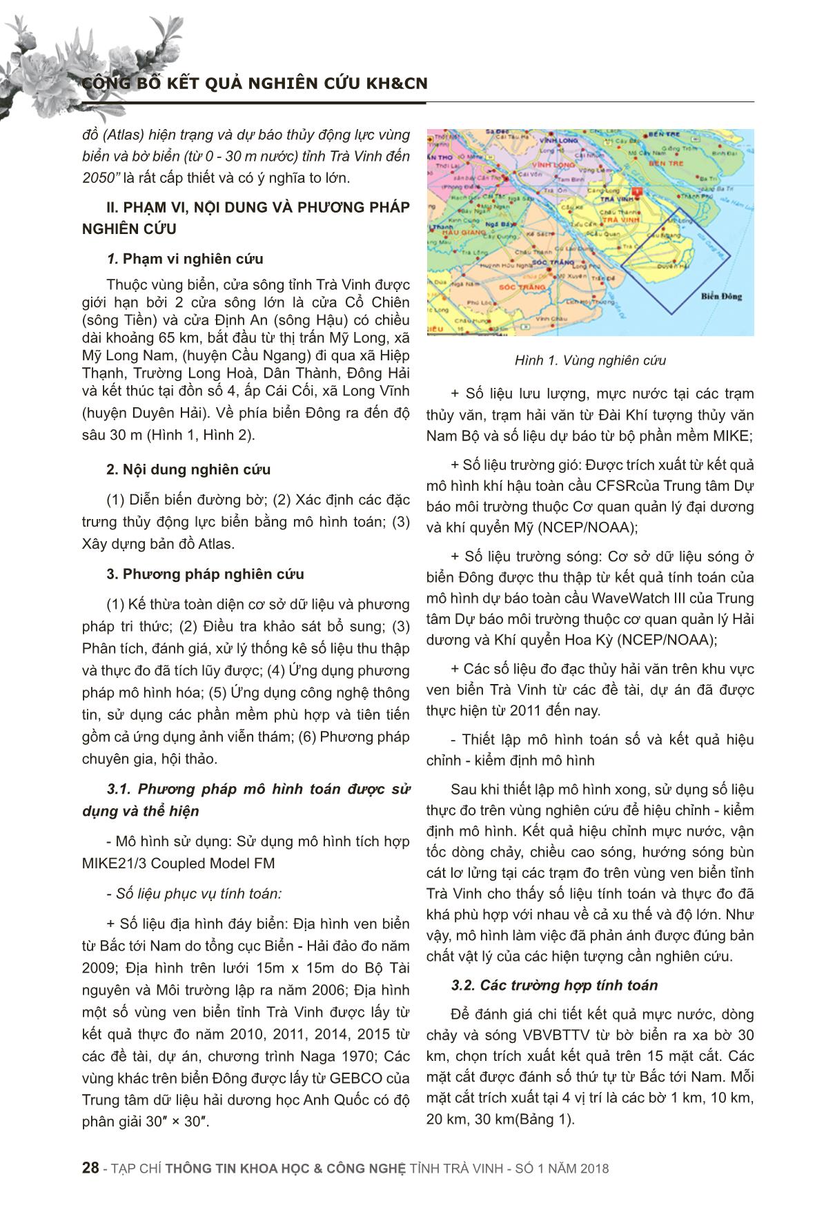 Xây dựng bản đồ (Atlas) hiện trạng và dự báo thủy động lực vùng biển và bờ biển (từ 0-30 km) tỉnhTrà Vinh đến 2050 trang 2