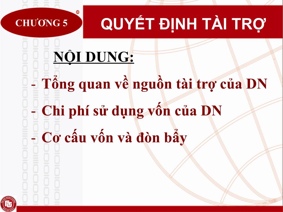 Bài giảng Quản trị tài chính doanh nghiệp - Chương 5: Quyết định tài trợ trang 2