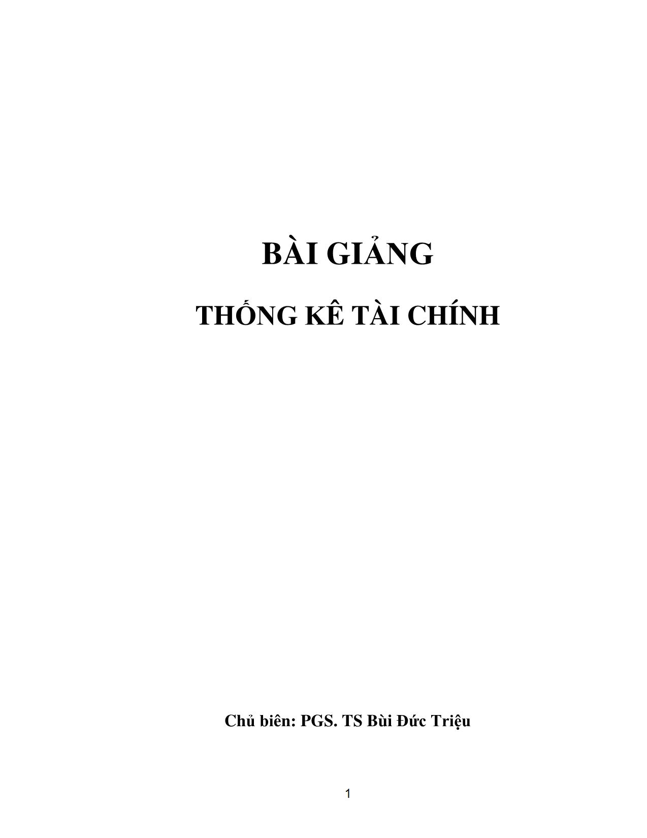 Bài giảng môn Thống kê tài chính trang 1