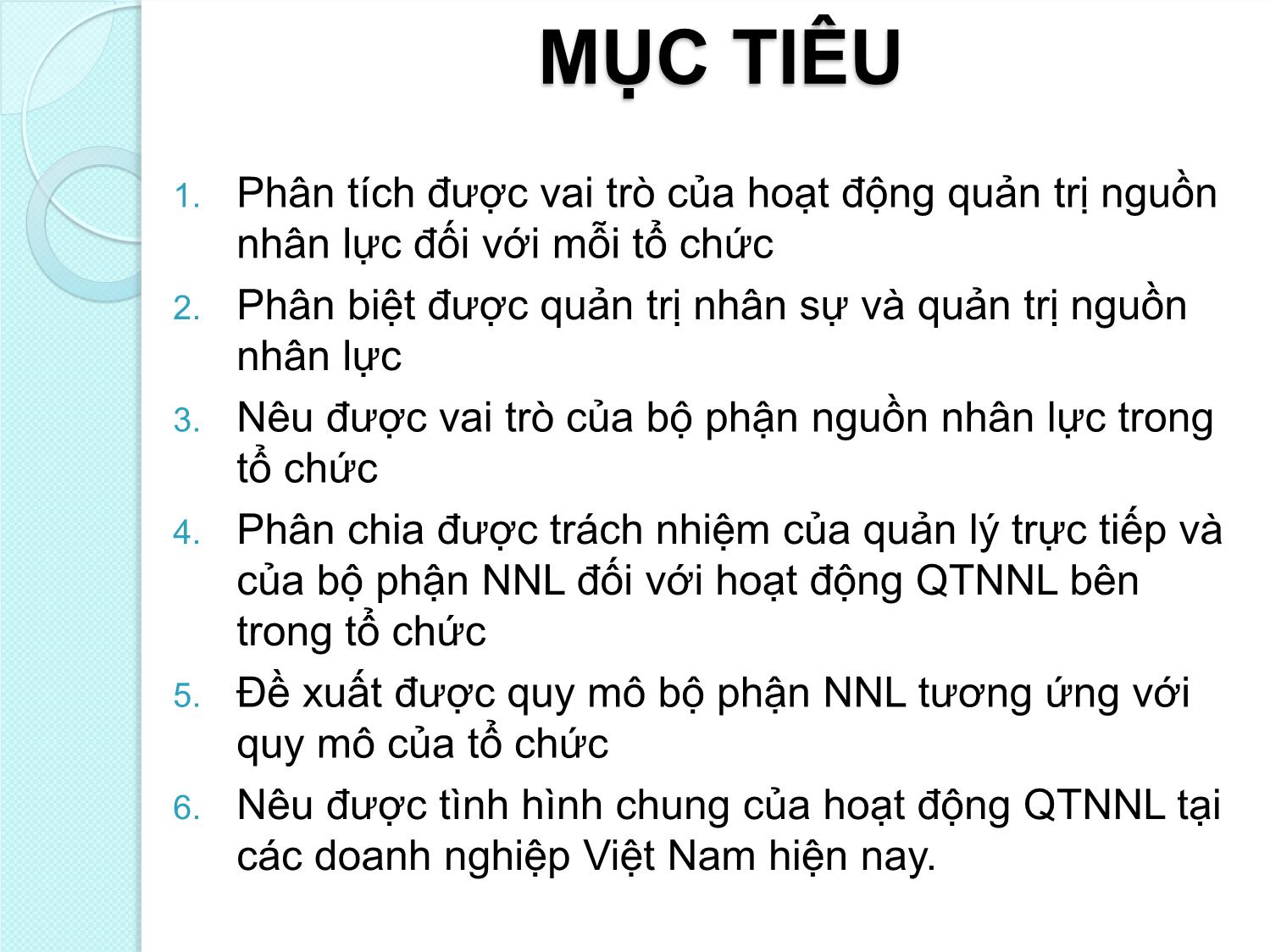 Bài giảng Quản trị nguồn nhân lực - Chương I: Khái quát chung về Quản trị nguồn nhân lực trang 5