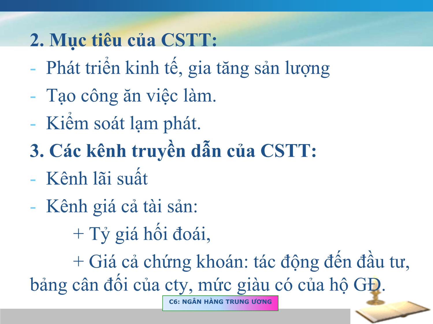 Bài giảng Tài chính tiền tệ - Chương 2, Phần 1: Ngân hàng Trung ương trang 10