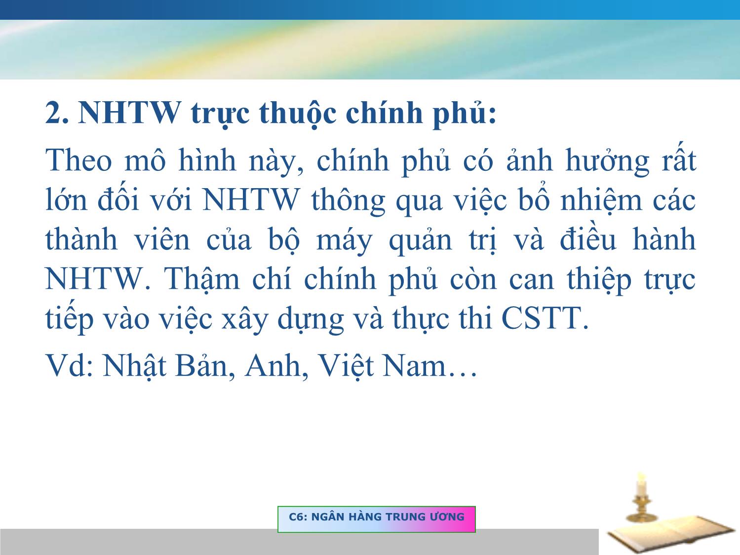 Bài giảng Tài chính tiền tệ - Chương 2, Phần 1: Ngân hàng Trung ương trang 4