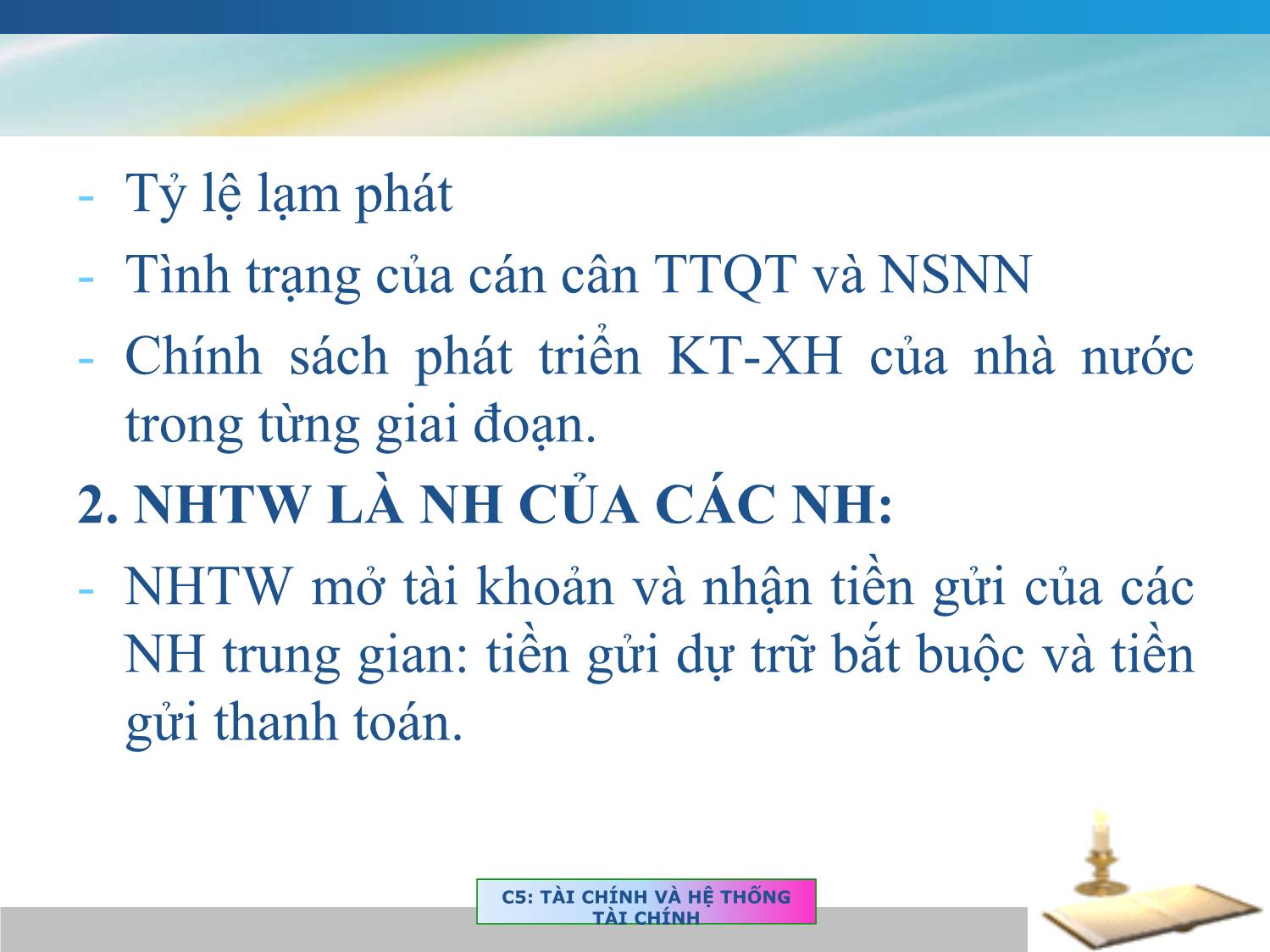 Bài giảng Tài chính tiền tệ - Chương 2, Phần 1: Ngân hàng Trung ương trang 6