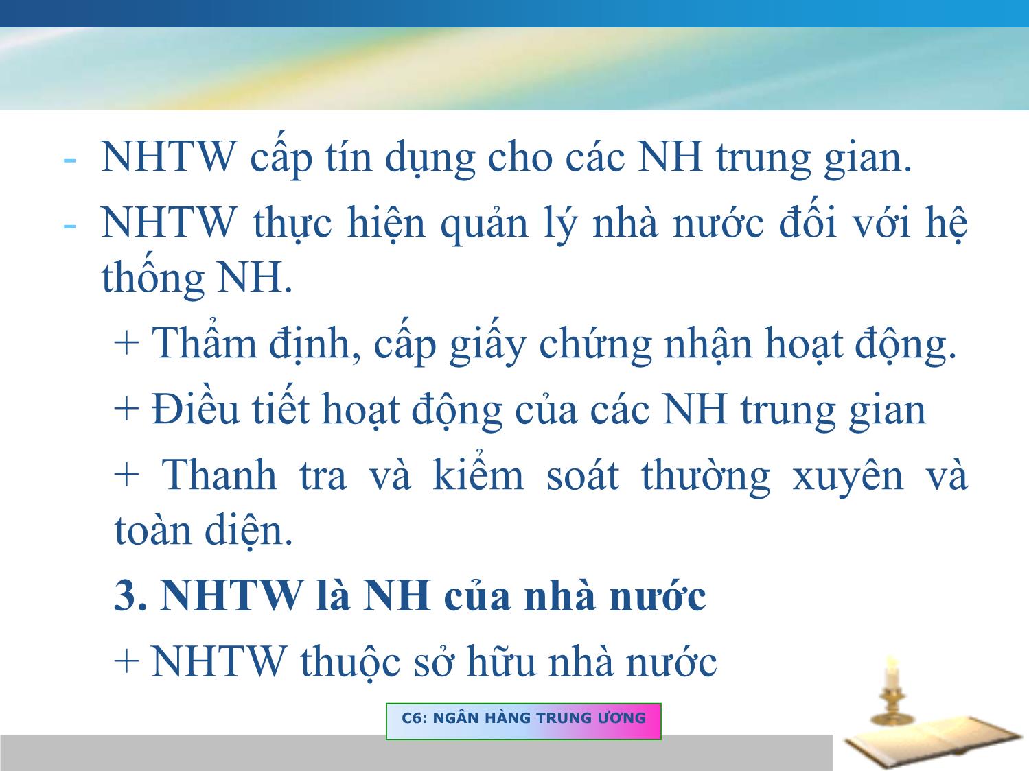 Bài giảng Tài chính tiền tệ - Chương 2, Phần 1: Ngân hàng Trung ương trang 7