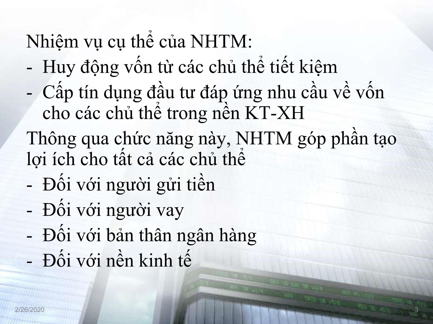 Bài giảng Tài chính tiền tệ - Chương 2, Phần 2: Ngân hàng Thương mại trang 3