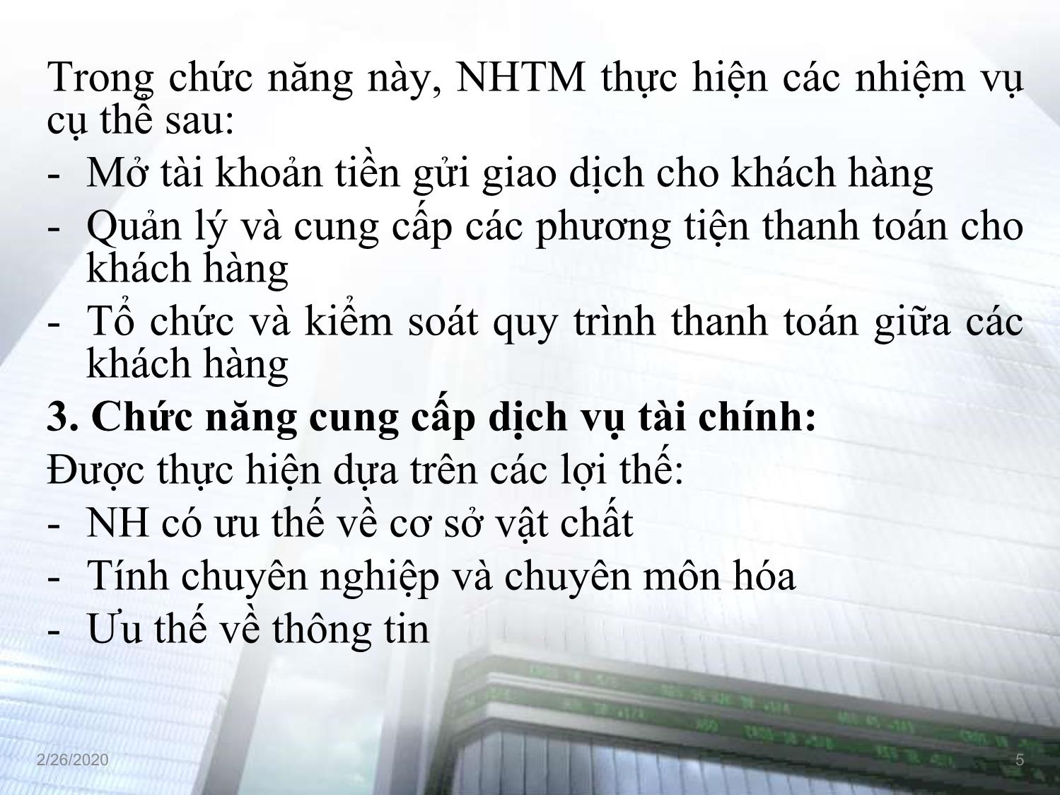 Bài giảng Tài chính tiền tệ - Chương 2, Phần 2: Ngân hàng Thương mại trang 5