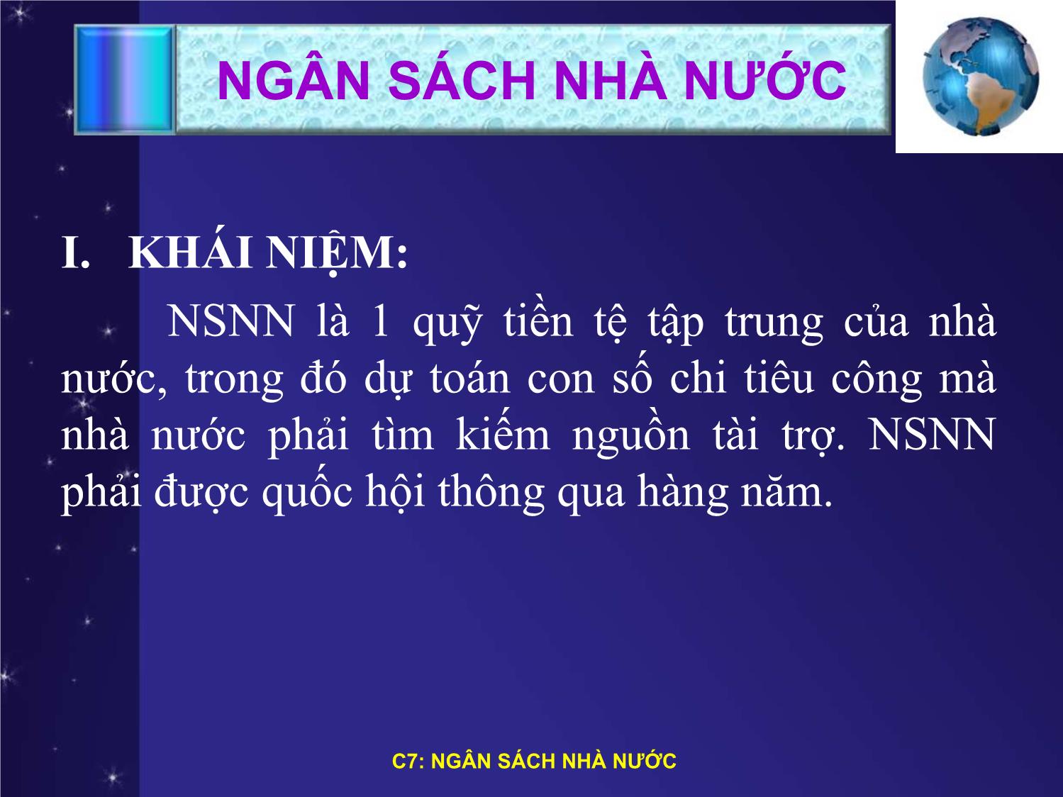 Bài giảng Tài chính tiền tệ - Chương 7: Ngân sách nhà nước trang 1