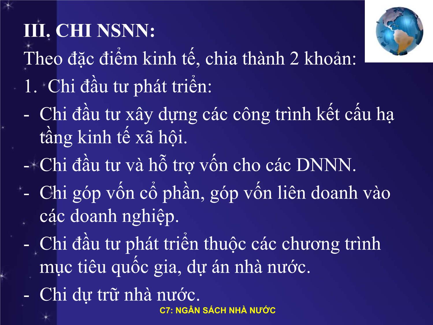 Bài giảng Tài chính tiền tệ - Chương 7: Ngân sách nhà nước trang 6