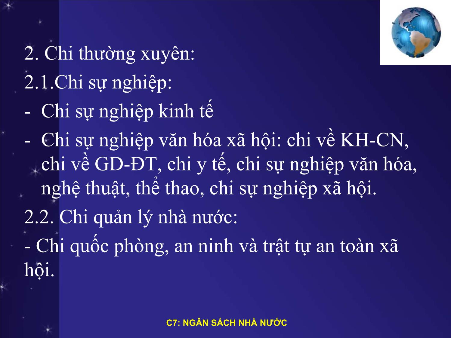 Bài giảng Tài chính tiền tệ - Chương 7: Ngân sách nhà nước trang 7