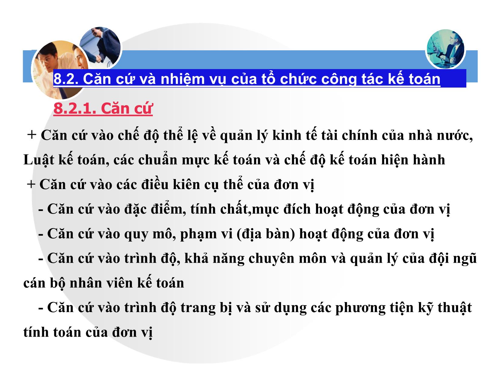 Bài giảng Nguyên lý kế toán - Chương 8: Tổ chức công tác kế toán trang 9