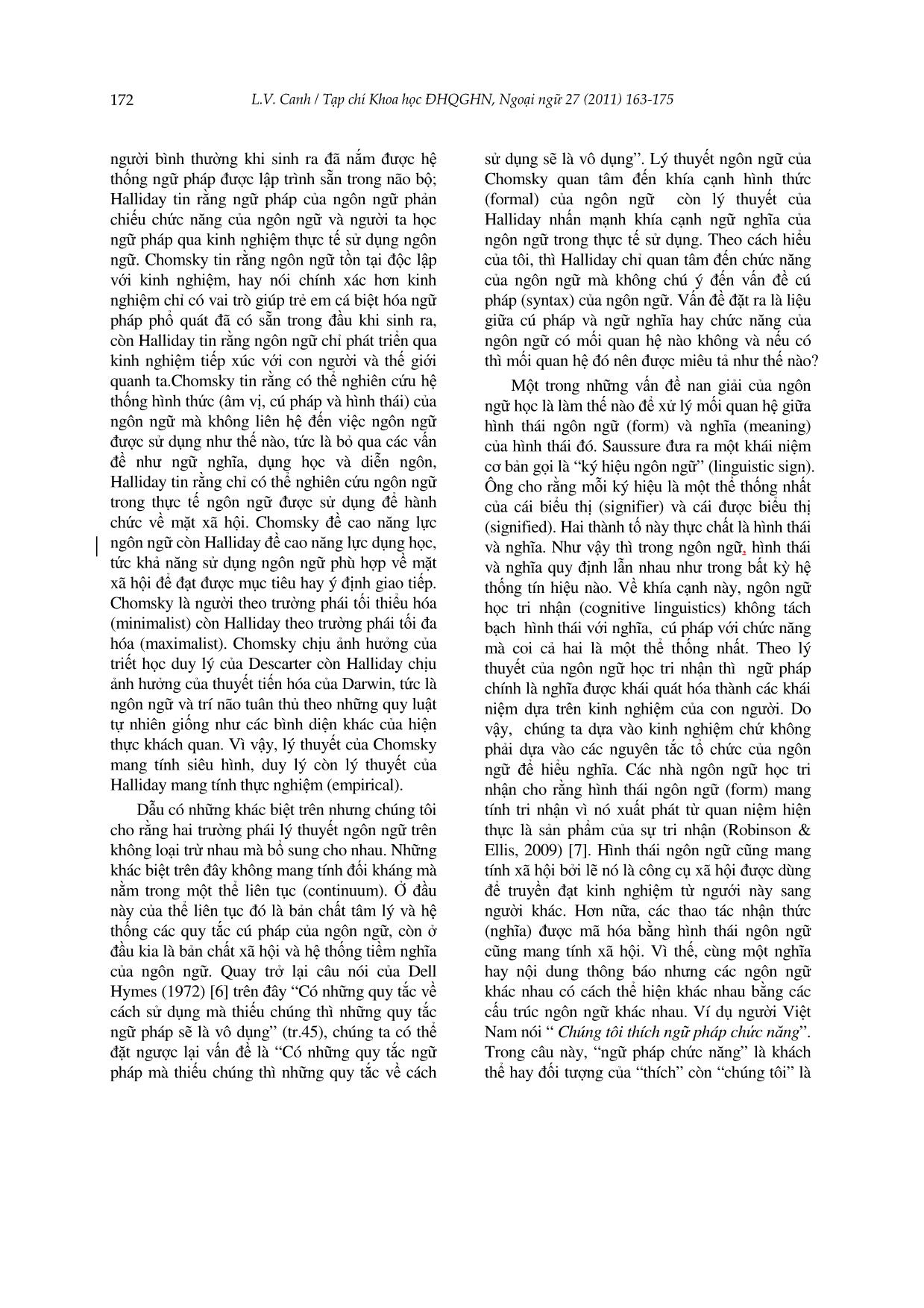 So sánh ngôn ngữ học biến đổi - Tạo sinh của Chomsky và ngôn ngữ học chức năng của Halliday trang 10