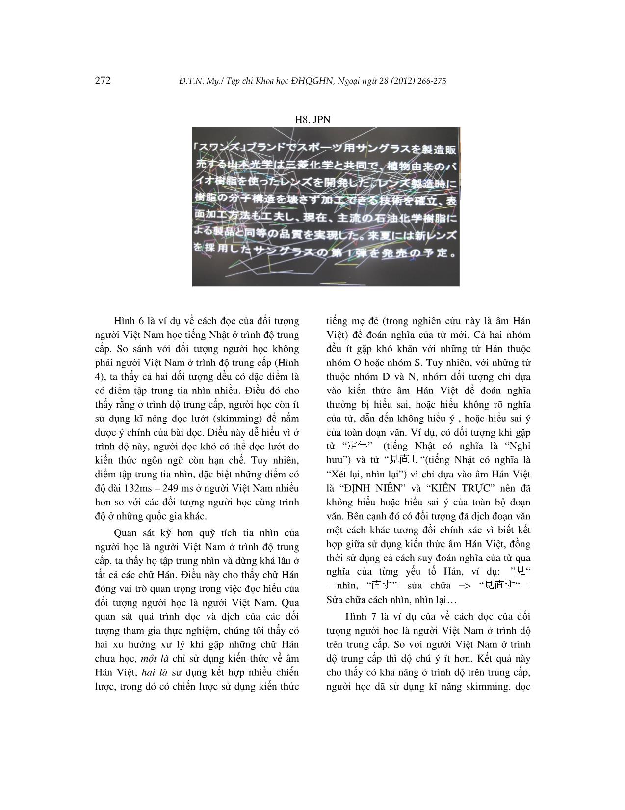 Khảo sát về chiến lược đọc hiểu của người Việt Nam học tiếng Nhật bằng hệ thống “Eye camera” - Chú trọng đến chiến lược sử dụng kiến thức về âm Hán Việt trong đọc hiểu trang 7