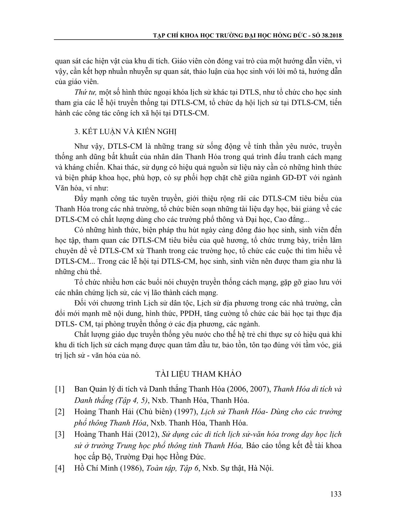 Giáo dục truyền thống yêu nước cho thế hệ trẻ qua Di tích lịch sử - Cách mạng ở Thanh Hóa trang 9