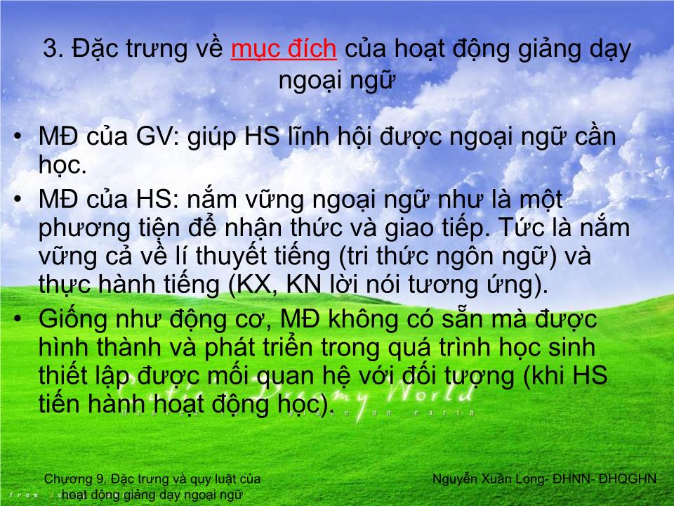 Bài giảng Tâm lý học 2 - Chương 9: Đặc trưng và quy luật của hoạt động giảng dạy ngoại ngữ trang 10