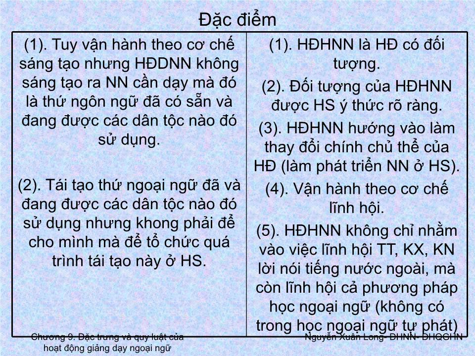 Bài giảng Tâm lý học 2 - Chương 9: Đặc trưng và quy luật của hoạt động giảng dạy ngoại ngữ trang 5