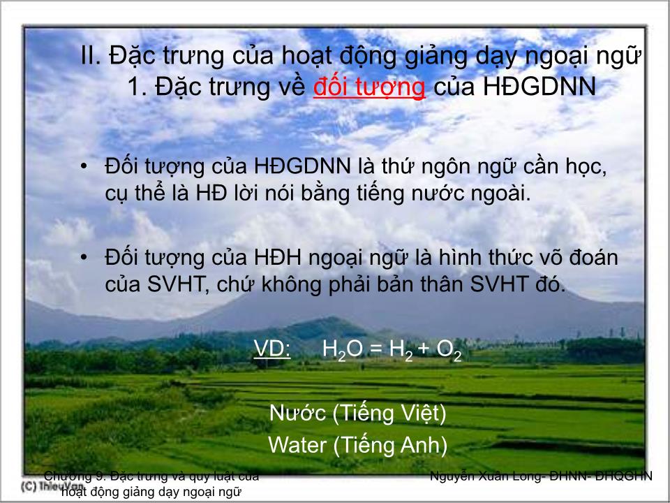 Bài giảng Tâm lý học 2 - Chương 9: Đặc trưng và quy luật của hoạt động giảng dạy ngoại ngữ trang 7