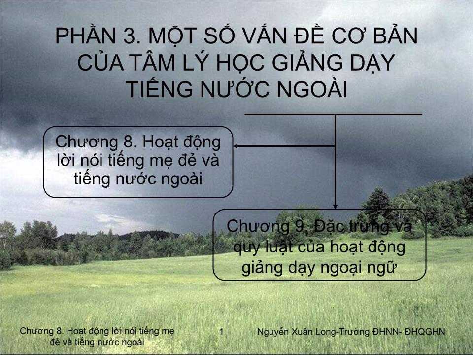 Bài giảng Tâm lý học 2 - Chương 8: Hoạt động lời nói tiếng mẹ đẻ và tiếng nước ngoài trang 1