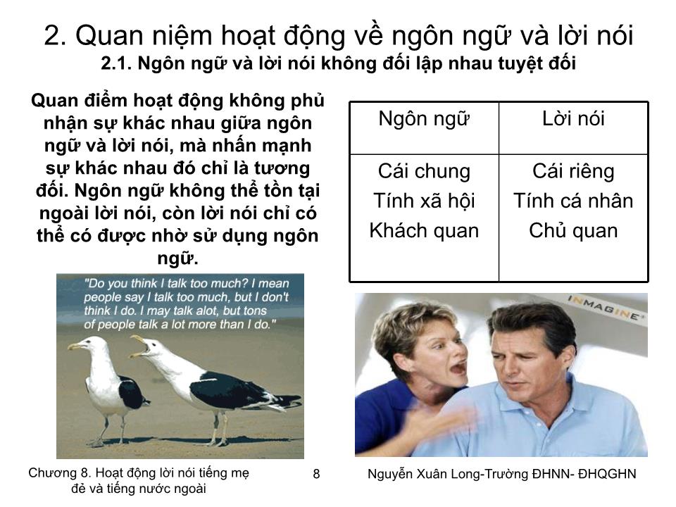 Bài giảng Tâm lý học 2 - Chương 8: Hoạt động lời nói tiếng mẹ đẻ và tiếng nước ngoài trang 8