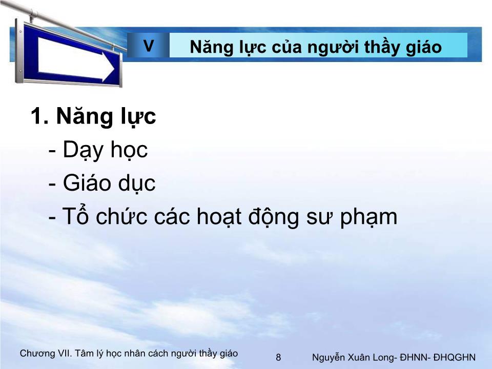 Bài giảng Tâm lý học 2 - Chương VII: Tâm lý học nhân cách người thầy giáo trang 8