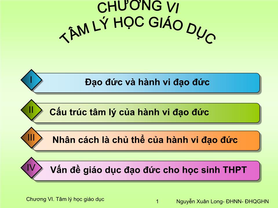 Bài giảng Tâm lý học 2 - Chương VI: Tâm lý học giáo dục trang 1