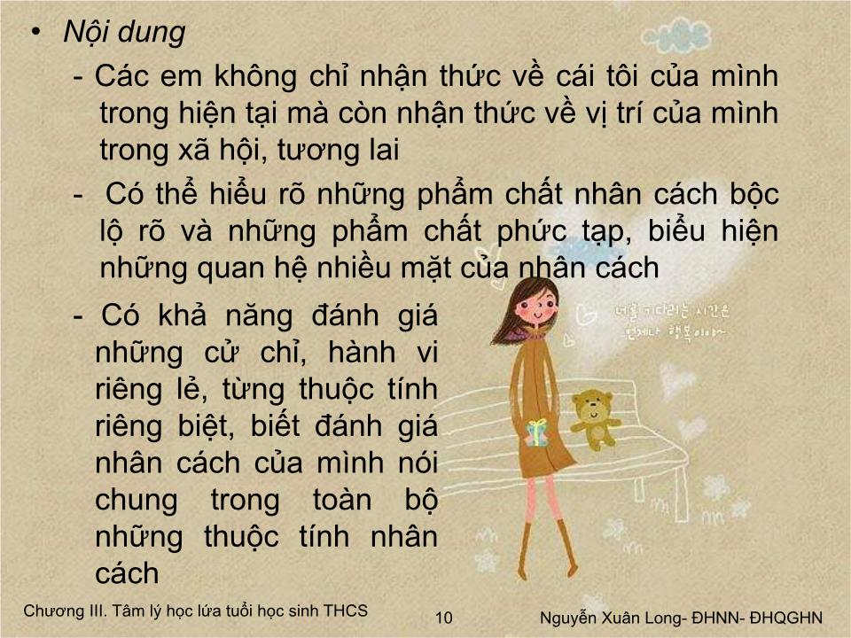 Bài giảng Tâm lý học 2 - Chương IV: Tâm lý lứa tuổi học sinh THPT trang 10