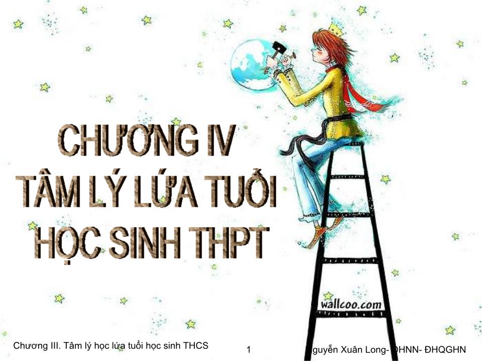 Bài giảng Tâm lý học 2 - Chương IV: Tâm lý lứa tuổi học sinh THPT trang 1