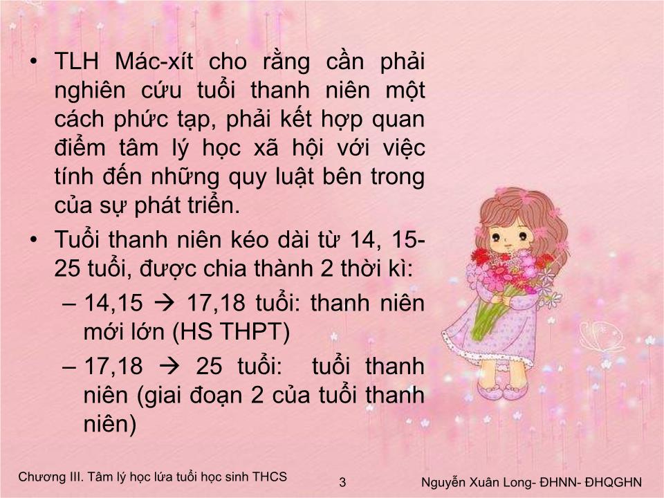 Bài giảng Tâm lý học 2 - Chương IV: Tâm lý lứa tuổi học sinh THPT trang 3