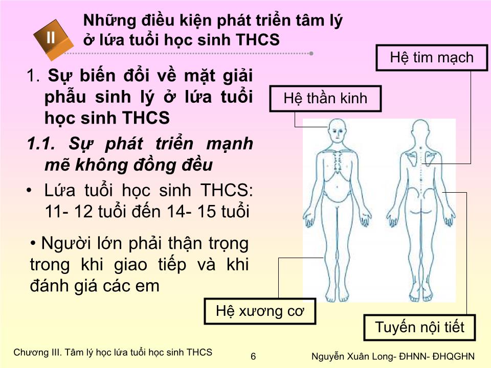 Bài giảng Tâm lý học 2 - Chương III: Tâm lý học lứa tuổi học sinh Trung học cơ sở (lứa tuổi thiếu niên) trang 6