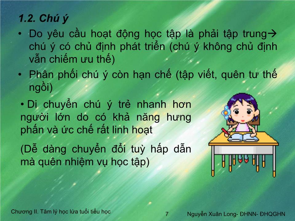 Bài giảng Tâm lý học 2 - Chương II: Tâm lý học lứa tuổi tiểu học trang 7