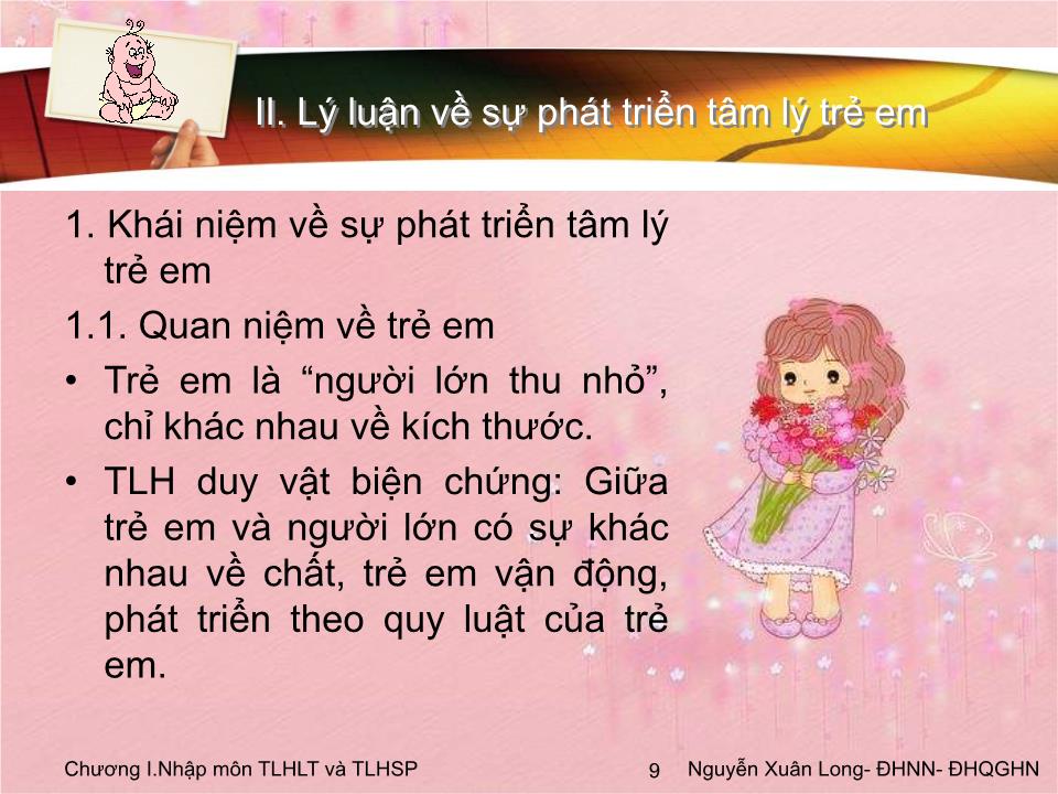 Bài giảng Tâm lý học 2 - Chương 1: Nhập môn Tâm lý học lứa tuổi và Tâm lý học sư phạm trang 9