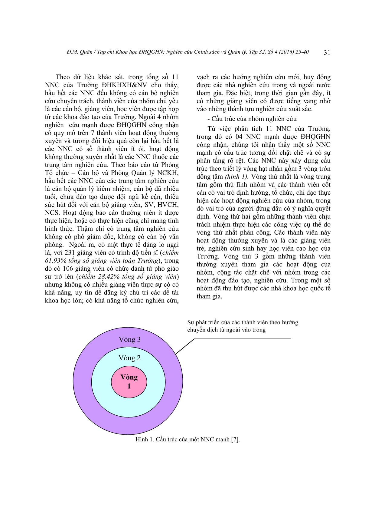 Thực trạng và một số biện pháp xây dựng, phát triển nhóm nghiên cứu mạnh ở Trường Đại học Khoa học Xã hội và Nhân văn, Đại học Quốc gia Hà Nội trang 7