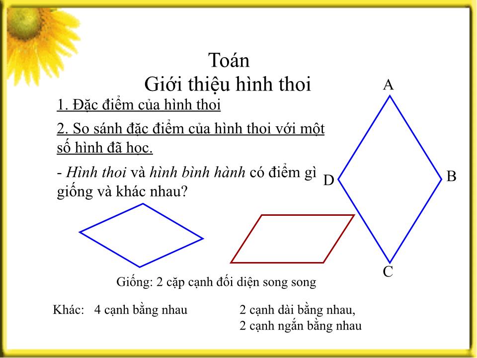 Bài giảng Toán Lớp 4 - Tiết 132: Giới thiệu hình thoi trang 6