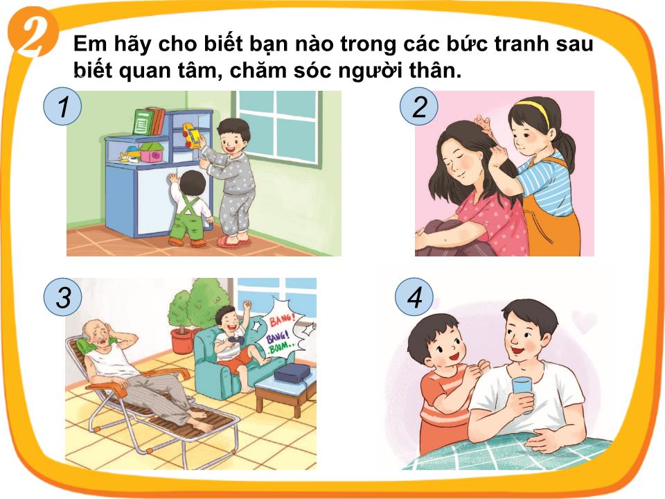 Bài giảng Đạo đức Lớp 1 - Bài 2: Em quan tâm và chăm sóc người thân (Sách Cùng học để phát triển năng lực) trang 4