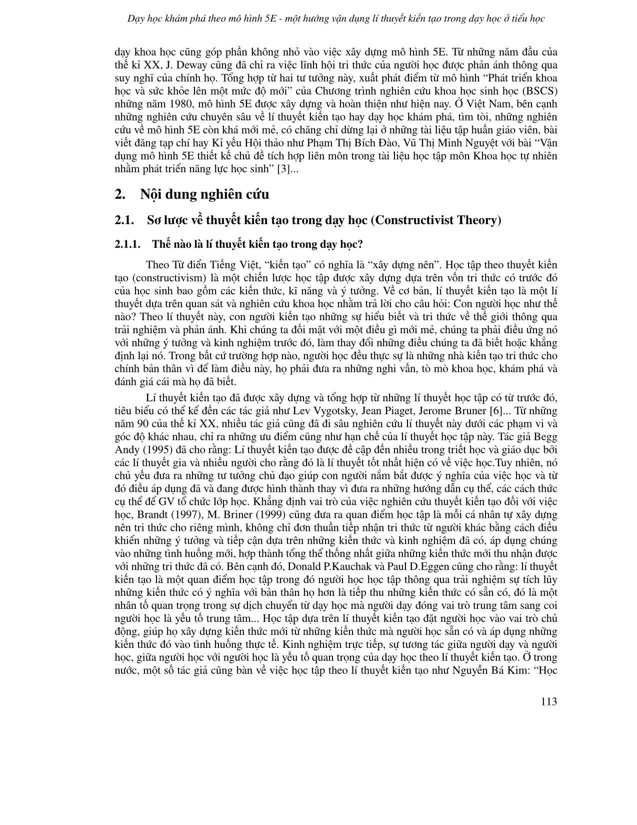Dạy học khám phá theo mô hình 5E - Một hướng vận dụng lí thuyết kiến tạo trong dạy học ở tiểu học trang 2