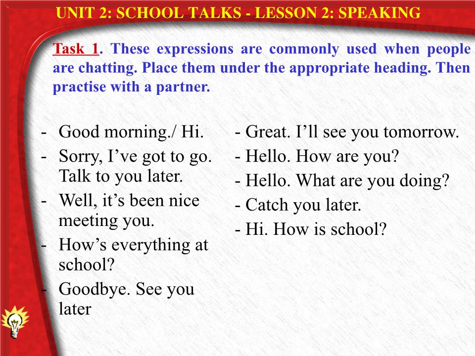 Bài giảng Tiếng Anh Lớp 10 - Unit 2: School talk - Lesson 2: Speaking trang 4