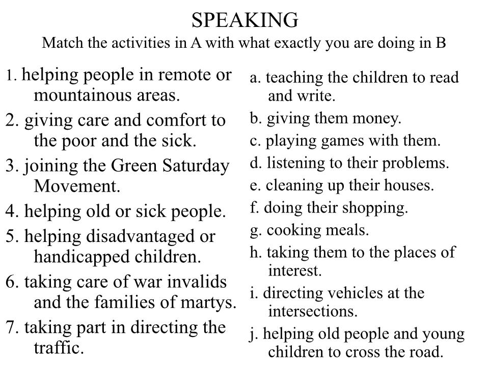 Bài giảng môn Tiếng Anh Lớp 11 - Unit 4: Caring for those in need - Lesson: Speaking trang 2