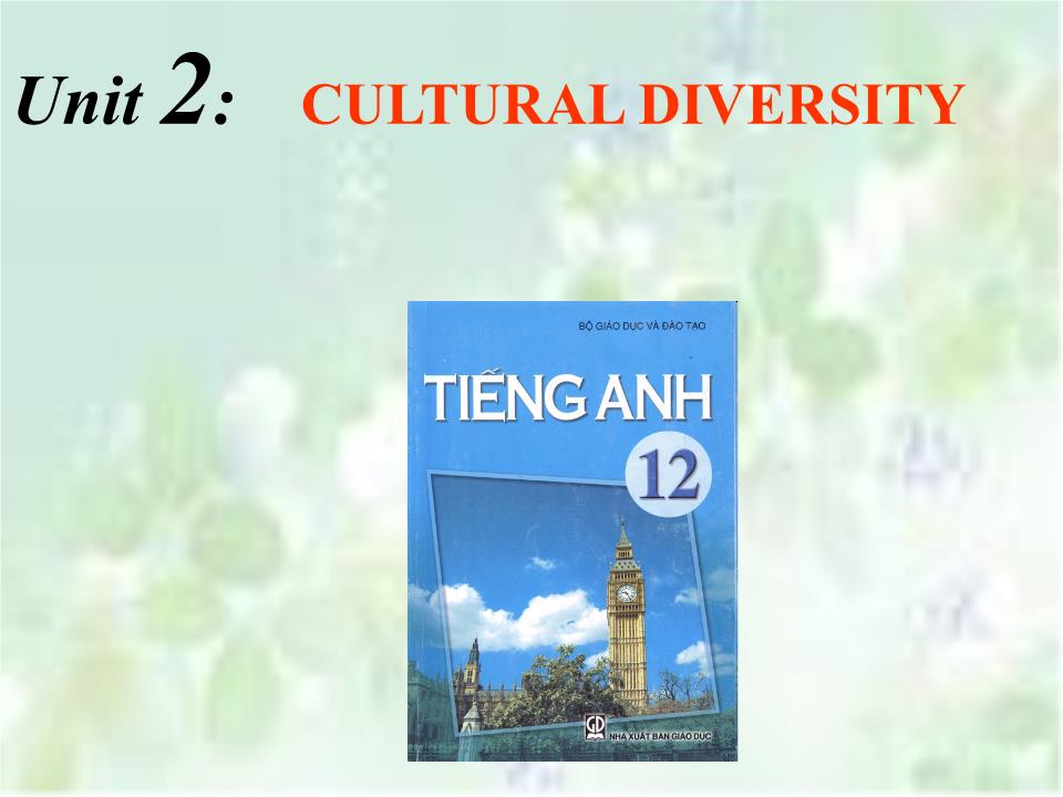 Bài giảng Tiếng Anh Lớp 12 - Unit 2: Cultural diversity trang 1